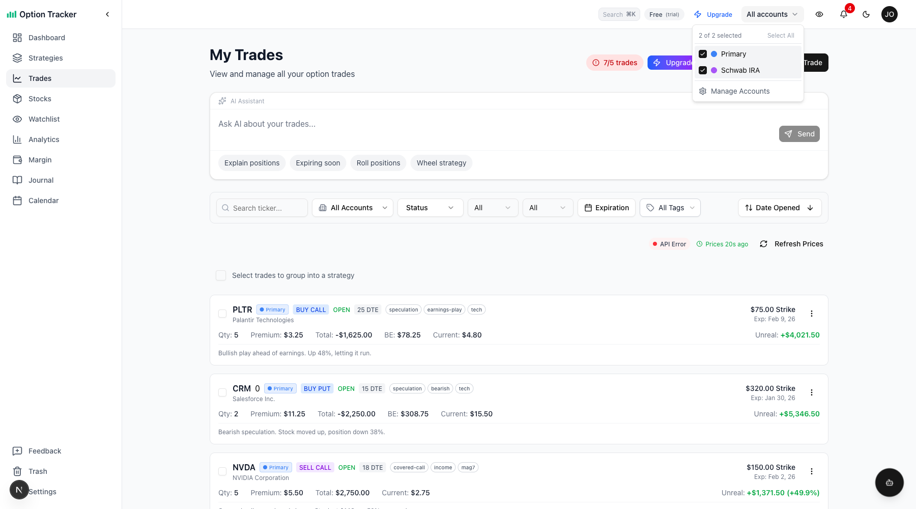 Header Account Selector