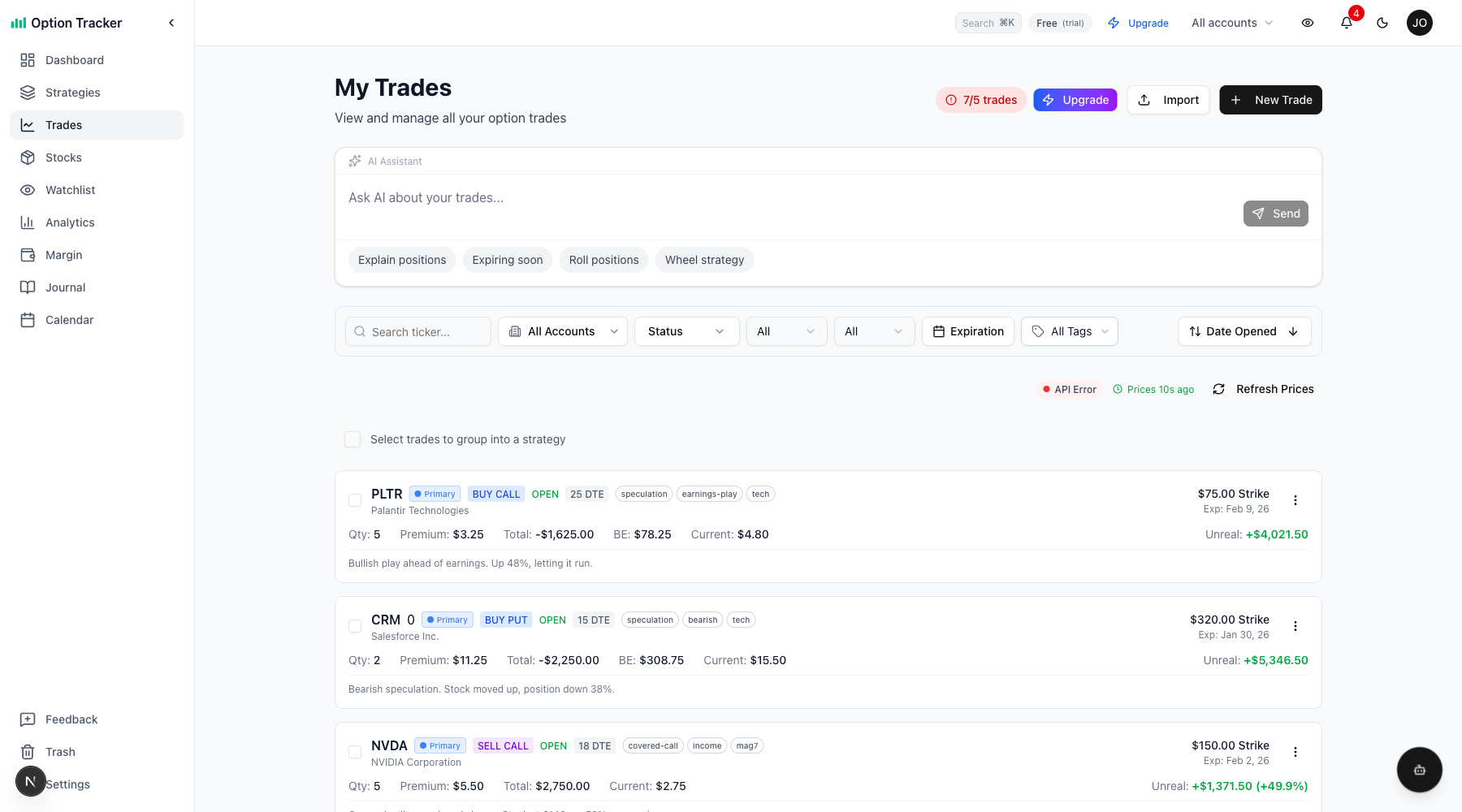 Trades with Account Badges